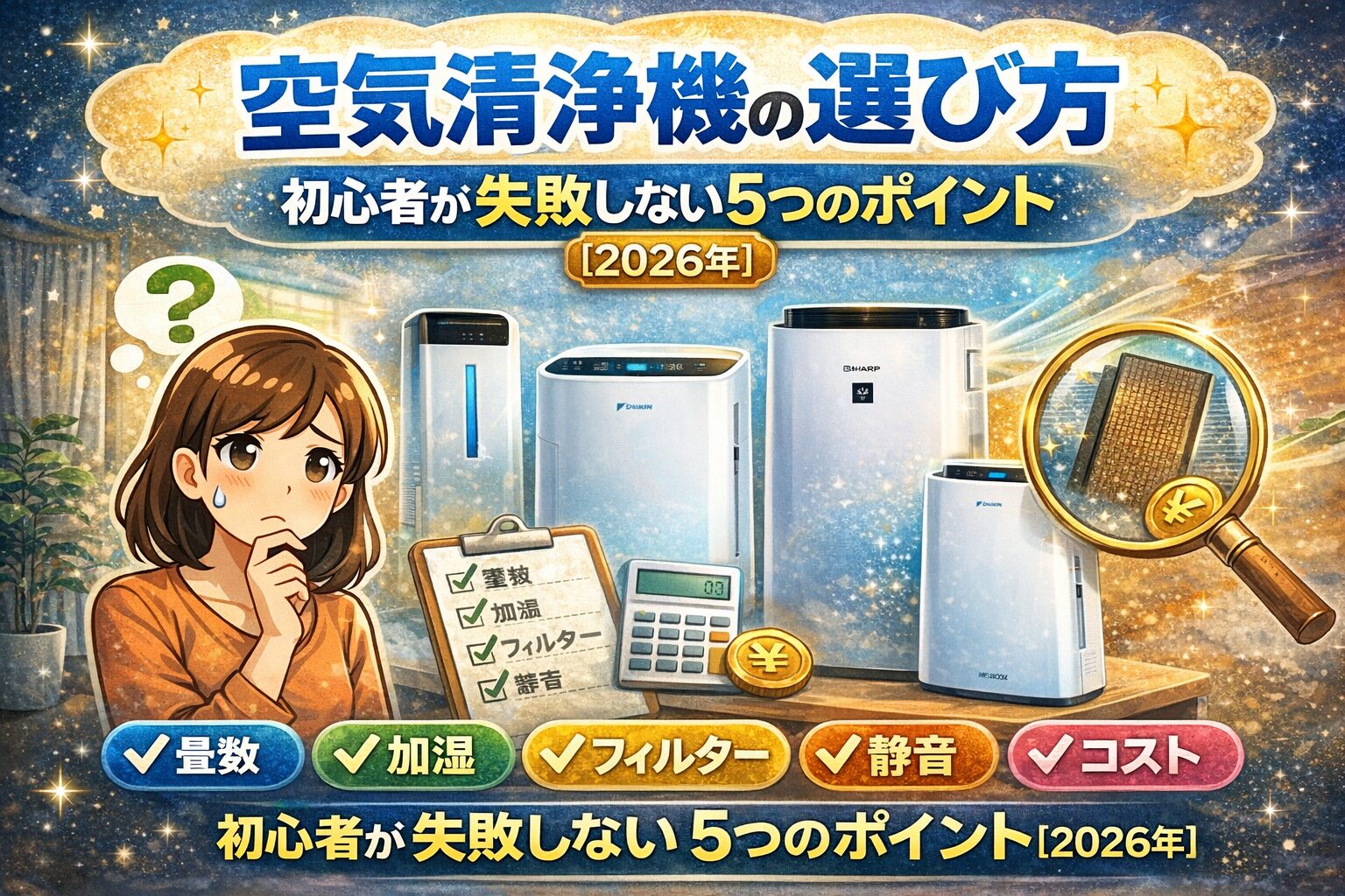 空気清浄機の選び方｜初心者が失敗しない5つのポイント【2026年】